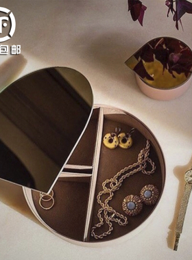现货 丹麦AYTM GUTTA绝版烟熏粉黑色水滴鏡面丝绒首饰盒ins风