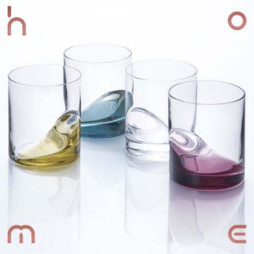 倾斜设计手工玻璃饮料冷水杯