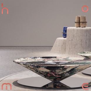 茶几 Float倒锥设计圆锥体镜面底座咖啡桌 边几 Chance 法国La