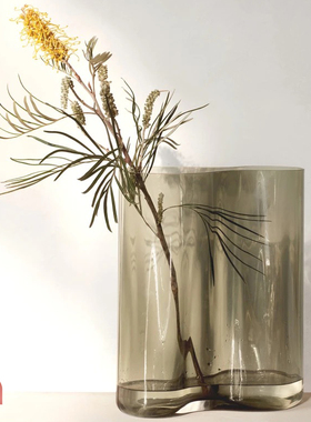 现货 丹麦Audo Cph Aer烟灰色波浪形状客厅玻璃装饰花瓶样板房ins