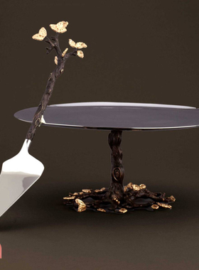 镀24K金桑树枝叶甜品叉/刀/盘