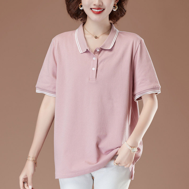 加肥加大码女装polo衫上衣2026夏季新款中年妈妈纯棉翻领短袖t恤