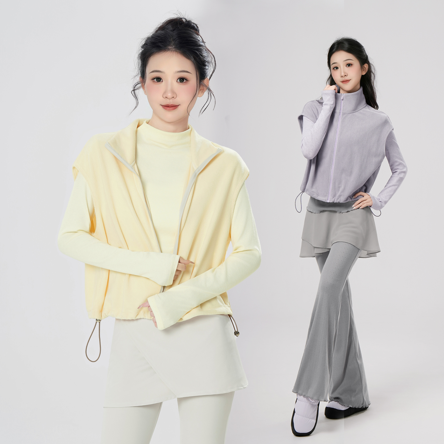 成人舞蹈服女加绒保暖马甲