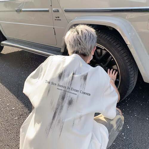 虚幻字母印花短袖男夏季新款美式潮流圆领t恤宽松重磅男生上衣服