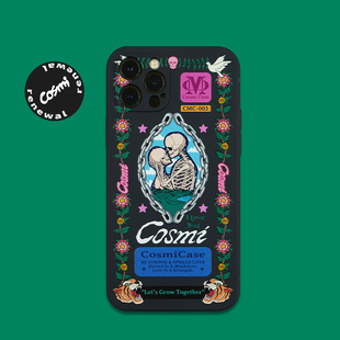 CosmiCase原創骷髏愛人 手繪插畫手機殼適用于蘋果16iPhone14ProMax13 re57