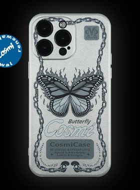 CosmiCase原创设计火焰蝴蝶 re37 电镀银色手机壳适用于苹果17iPhone16ProMax
