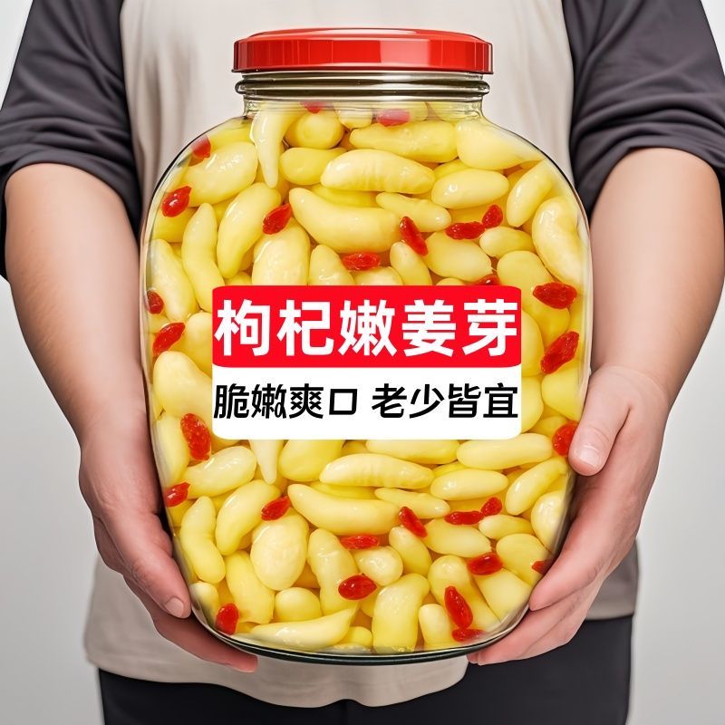 新鲜枸杞泡嫩鲜姜芽仔姜糖醋嫩姜芽生姜腌制即食下饭菜非养蜂饲料