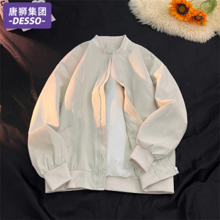 唐狮集团DESSO棒球服外套女款春秋小个子宽松工装飞行员夹克上衣