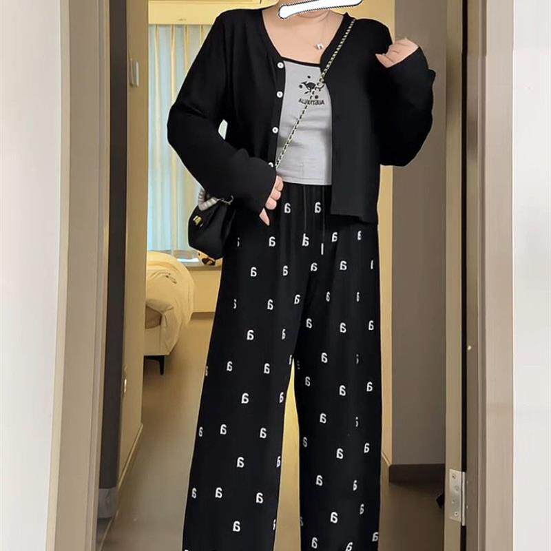 大码女装慵懒风吊带背心时髦套装2024新款胖mm减龄搭配一整套秋装