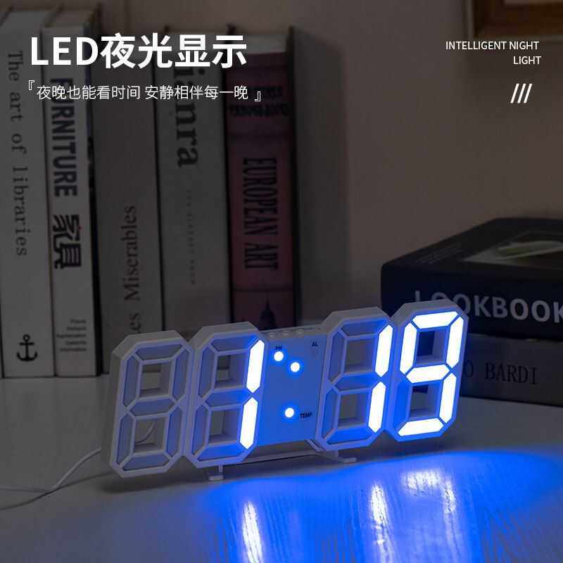 ins korean style 3d luminous led time display digital clock desktop room creative desktop alarm clock for students