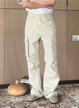 Double99美式街头潮流工装长裤原创宽松微喇叭口袋高街ins休闲裤