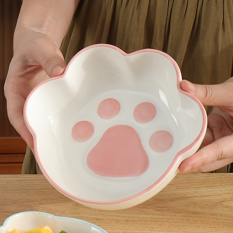 萌格调陶瓷可爱猫爪形状小碗