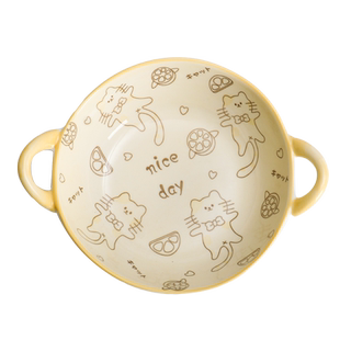 吃面大碗ins碗汤碗双耳小汤碗家用可爱大碗陶瓷面碗水果碗双耳碗