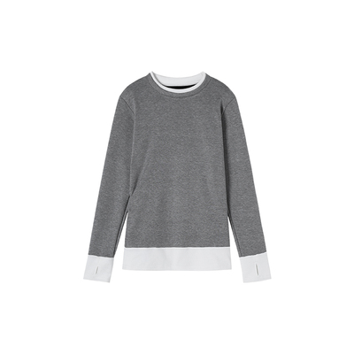 1-10F  秋冬新款加绒加厚中长圆领假两件T恤   8400