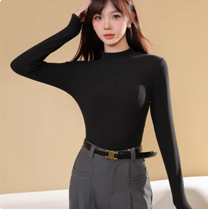 12-9H 秋冬新款椰绒中领加厚打底衫   T18