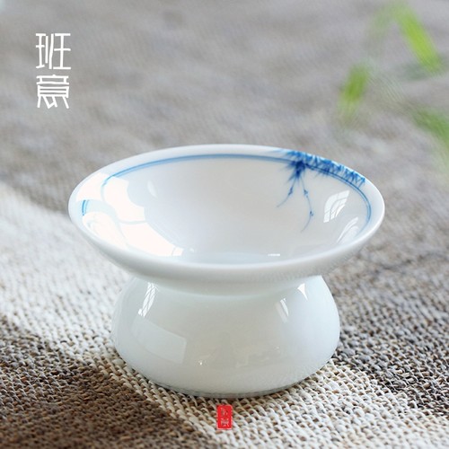 班意玉泥手绘白瓷茶漏陶瓷茶滤