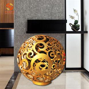 酒店销售楼宗教庙宇金属抽象简易镂空火龙不锈钢圆球摆件艺术品