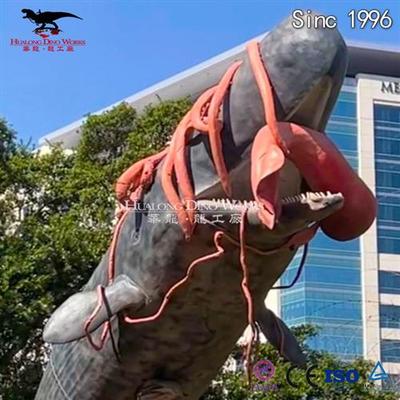 仿真机械海洋生物抹香鲸大战乌贼海洋动物华龙工厂可来图定制
