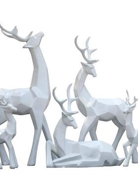 户外玻璃钢简约几何梅花鹿雕塑园林商场楼盘草坪景观动物装饰摆件