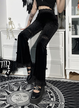 2023 Flare Pants Women Gothic Dark High Waist Loose Trousers