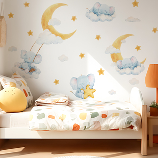 《Fantasy Dream》原创小象星河漫游绘本墙贴儿童房温馨布置装饰