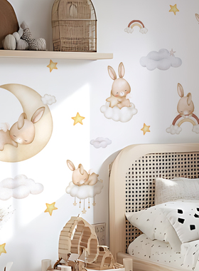 《Fantasy Dream》原创星月兔兔绘本风墙贴儿童房墙面装饰贴纸