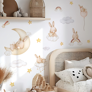 《Fantasy Dream》原创星月兔兔绘本风墙贴儿童房墙面装饰贴纸