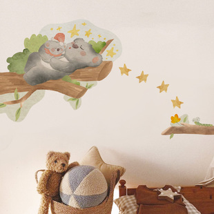 Astrkiz《Fantasy Dream》原创手绘可爱考拉宝宝儿童房墙面装饰