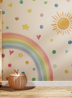 Astrkiz《虹之光》Boho风儿童房装饰墙贴纸彩虹太阳自粘卡通贴画