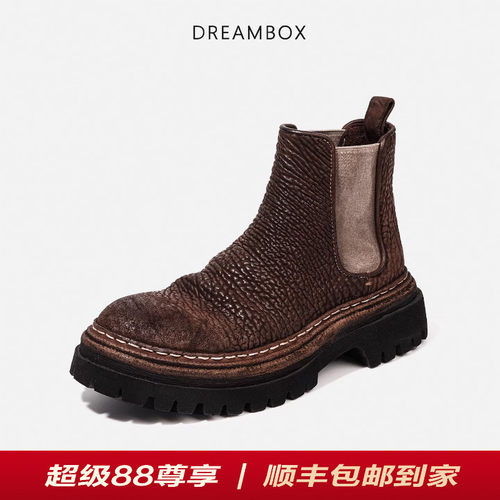 固特异缩纹马臀皮切尔西靴