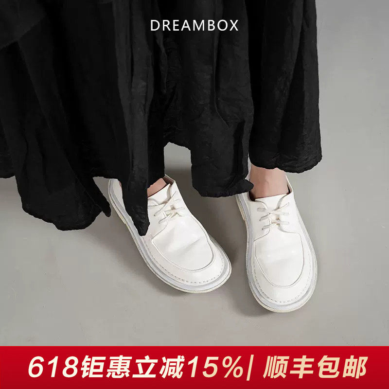 DREAMBOX钧博vibram夏季透气百搭小白鞋轻便舒适马皮女士休闲皮鞋