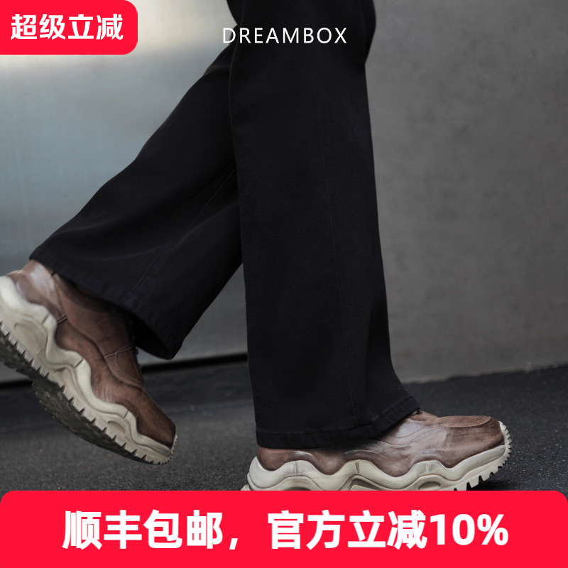 水洗马皮厚底增高老爹鞋