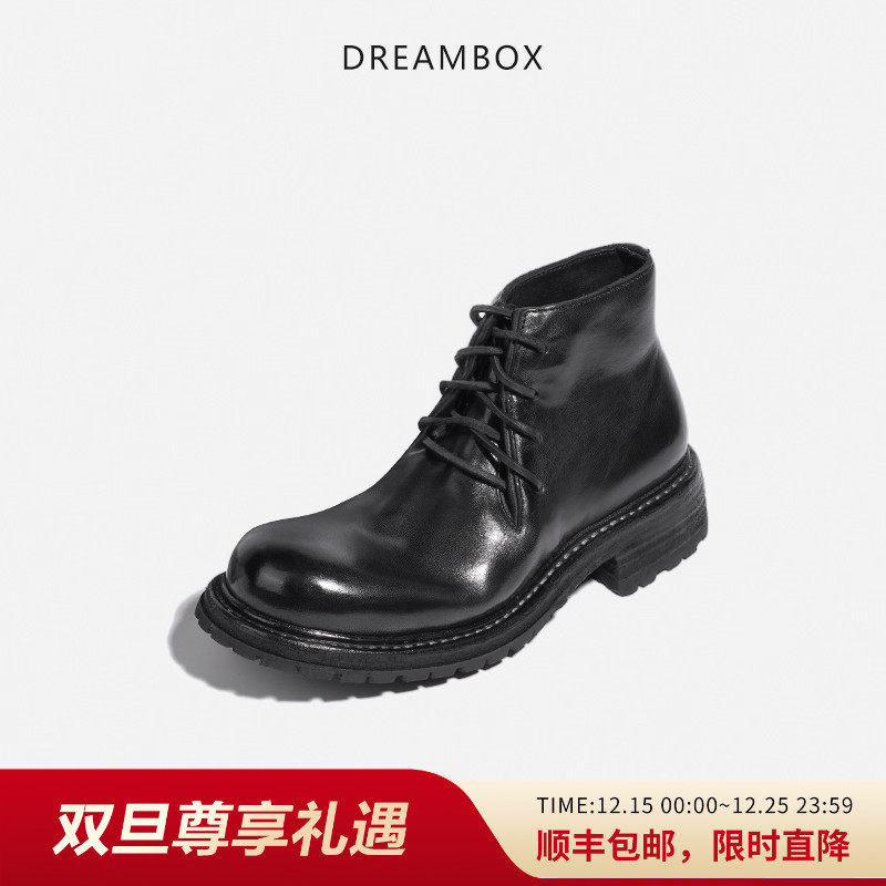 钧博马皮马丁靴真皮粗跟皮靴