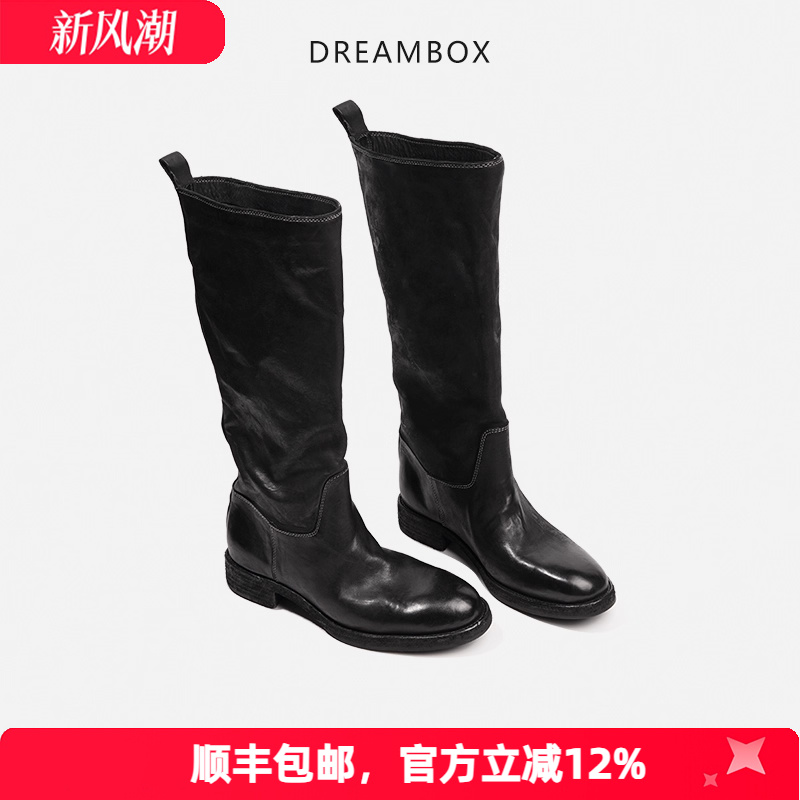 高档轻奢水洗马皮骑士靴