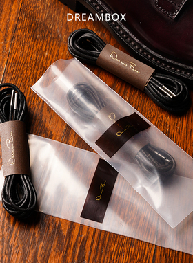 dreambox钧博意大利进口圆形打蜡防水鞋带铜头棉质黑色水洗鞋绳