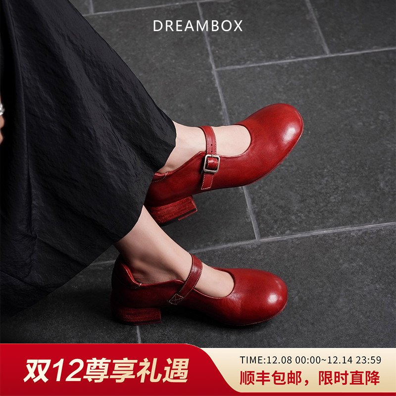 法式高跟鞋马皮玛丽珍鞋