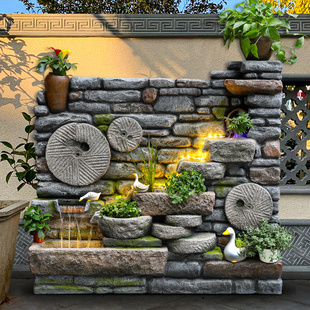 水幕墙流水屏风摆件循环水喷泉摆件花园庭院摆设流水墙景观装 饰品