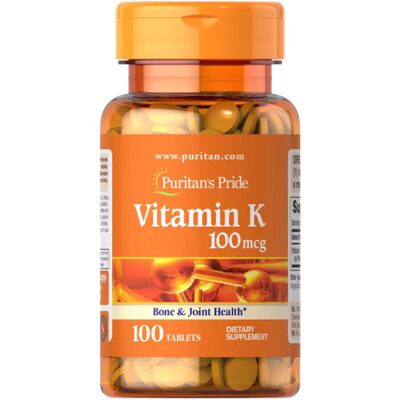 美国进口维生素K K1 K2 VK促进凝血 骨质疏松100mcg100片