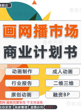 2023动画网播市场行业报告动画电影公司原创成人二三维动画制作软件自媒体平台一站式项目创业商业计划书BP