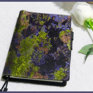 躲在耳里|棪栉|抽象青枳绿紫布面工作日记笔记本A5硬面本书衣手账