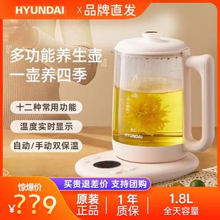 HYUNDAI煮茶器2024新款养生壶家用多功能小型办公室烧茶壶花茶壶