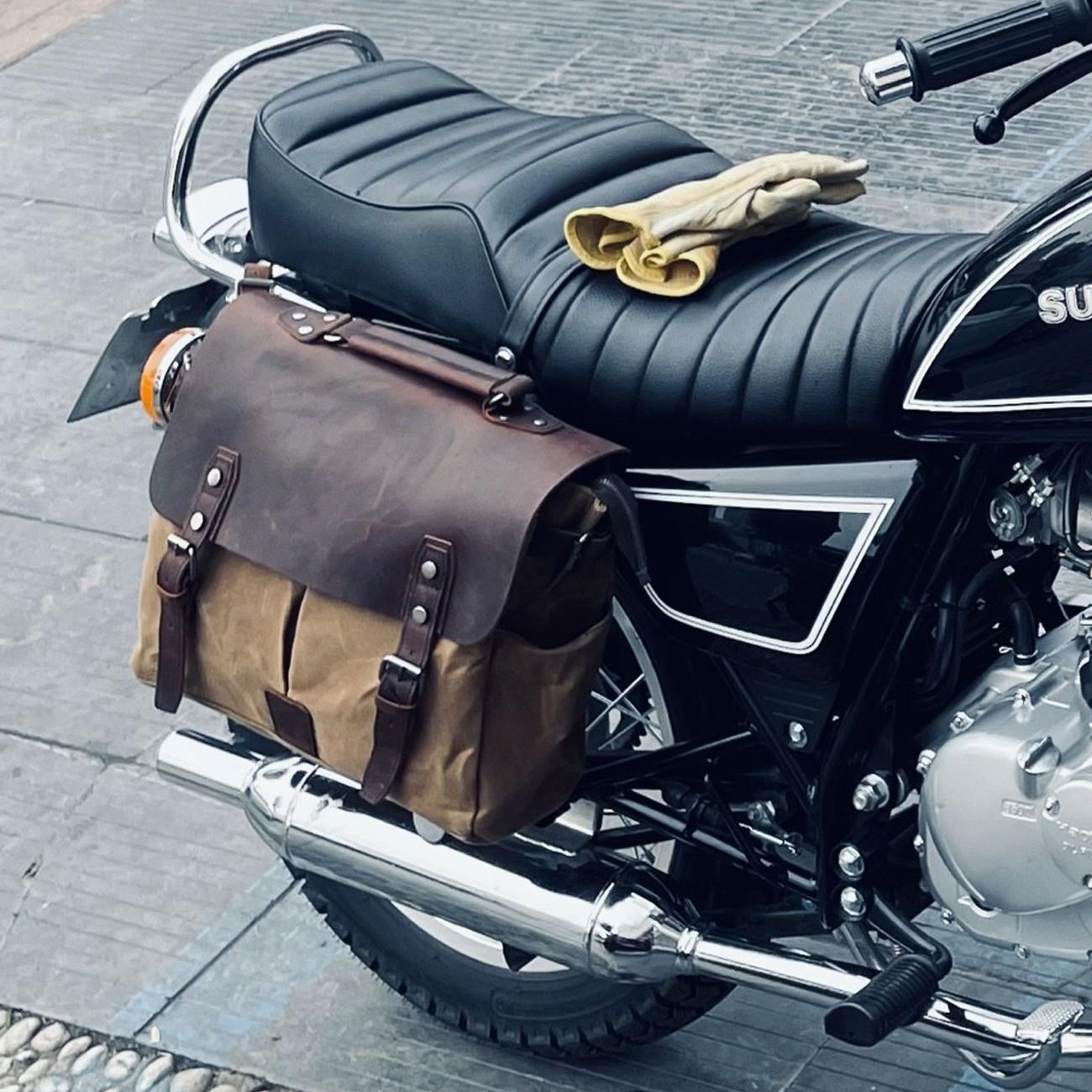 金吉拉灰石250CM300闪350无极CU525复古摩托车帆布边包侧边斜挎包