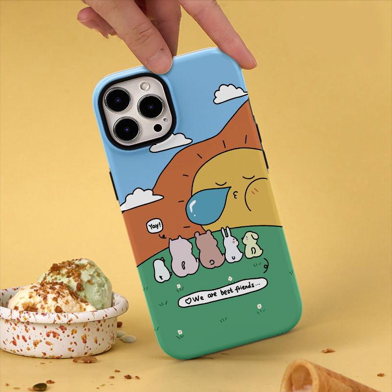 可爱卡通双层磁吸手机壳硬壳