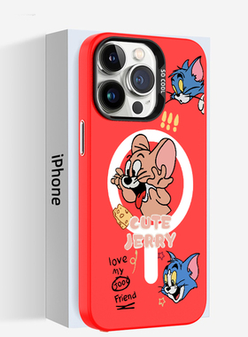 奔斯特【magsafe磁吸】新款14max适用iPhone12pro苹果15plus红色新年手机壳IMD银彩11猫和老鼠13保护套Jerry