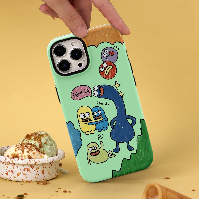 卡通怪兽磁吸手机壳双层硬壳