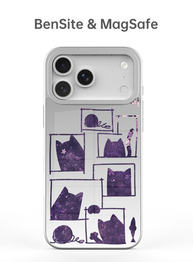 镜面银色手机壳适用于苹果17air磁吸magsafe防摔保护套13max紫色猫咪12小众可爱15pro新款14plus女生16e高级