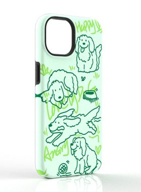 磁吸iphone13pro菲林二合一手机壳苹果14plus适用15max绿色萌宠12mini可爱小狗软壳双层全包进口magsafe