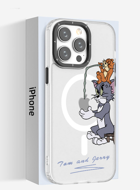 适用于苹果14plus手机壳新款13动画16e白色磨砂15max卡通11magsafe猫和老鼠12pro磁吸保护套17air可爱防摔