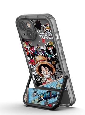 适用于苹果16e支架手机壳magsafe13pro磁吸12支点式xs动漫少年11max全包17air防摔14plus海贼王xr路飞15创意