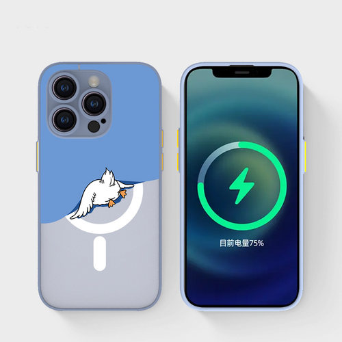 可爱鸭子肤感磁吸苹果手机壳